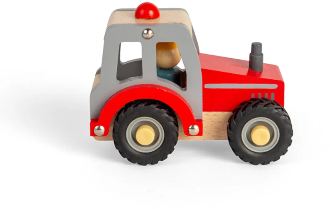 BIGJIGS Houten Tractor 36023 - Rood