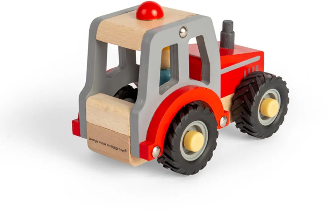 BIGJIGS Houten Tractor 36023 - Rood