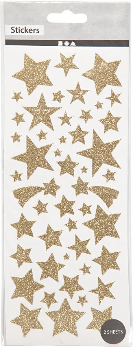 Creativ Company Gouden Sterren Glitter Stickers 10x24cm - Multicolor