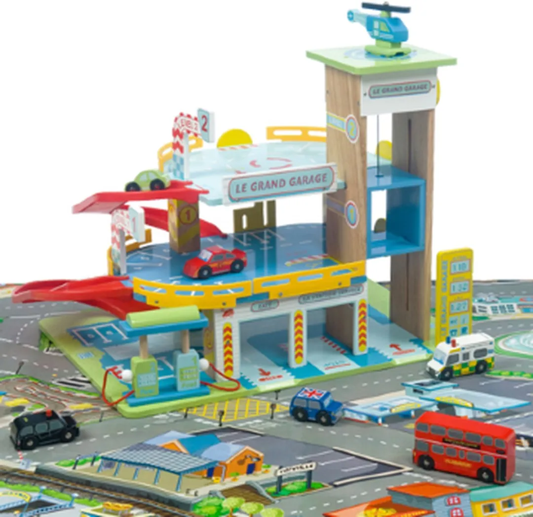 Letoyvan Speelset Parkeergarage Hout - 3 Meubels - Multicolor