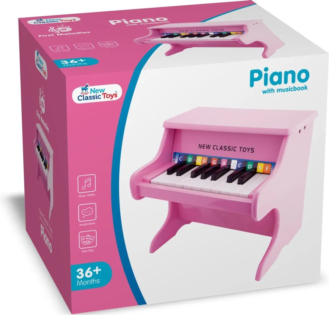 New Classic Toys® Houten Speelgoed Piano - Speelgoedinstrument - Roze - Inclusief Muziekboekje en Toonlader - Vanaf 3 jaar - Speelpiano voor Kinderen