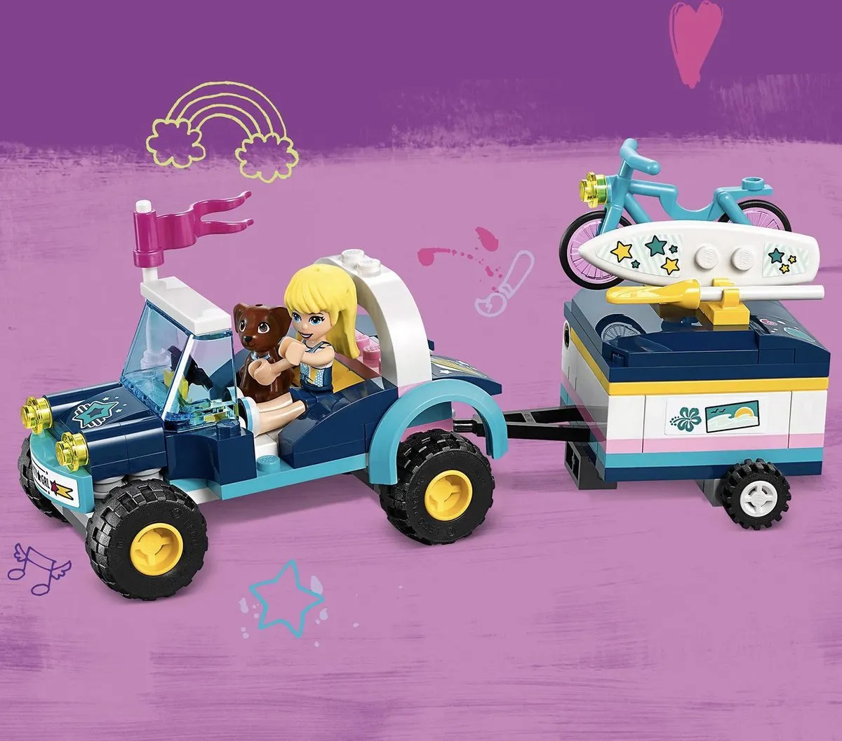 LEGO Friends Stephanie's Buggy & Aanhanger 41364 - 166 Stukken - Paars