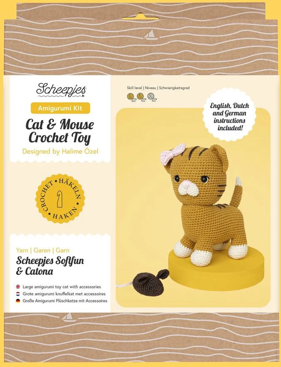 Scheepjes Amigurumikit Kat & Muis Haken - 3x50g Softfun + 2x10g Catona