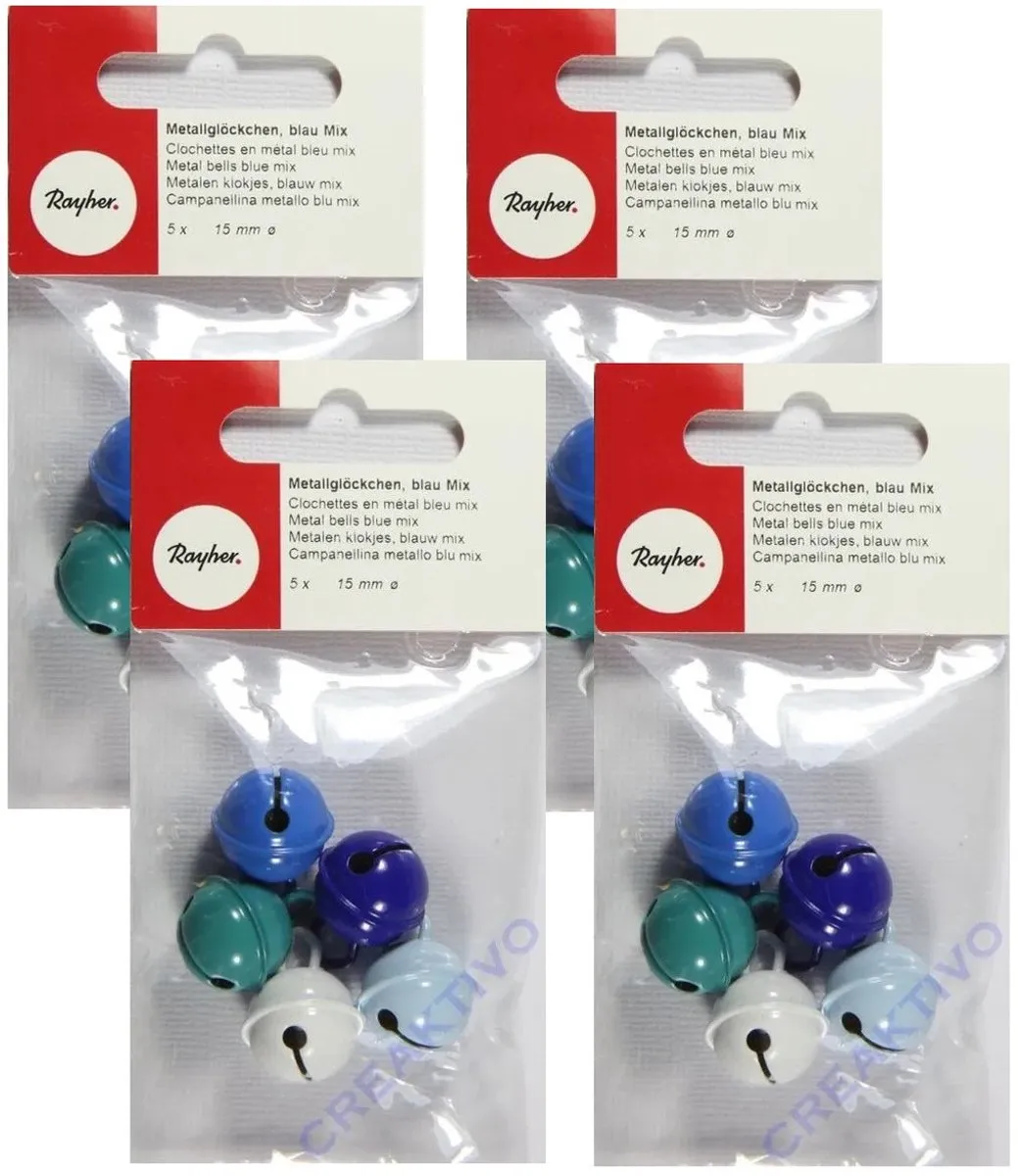 Rayher Metalen Belletjes 20 Stuks - Blauw Mix - 15mm