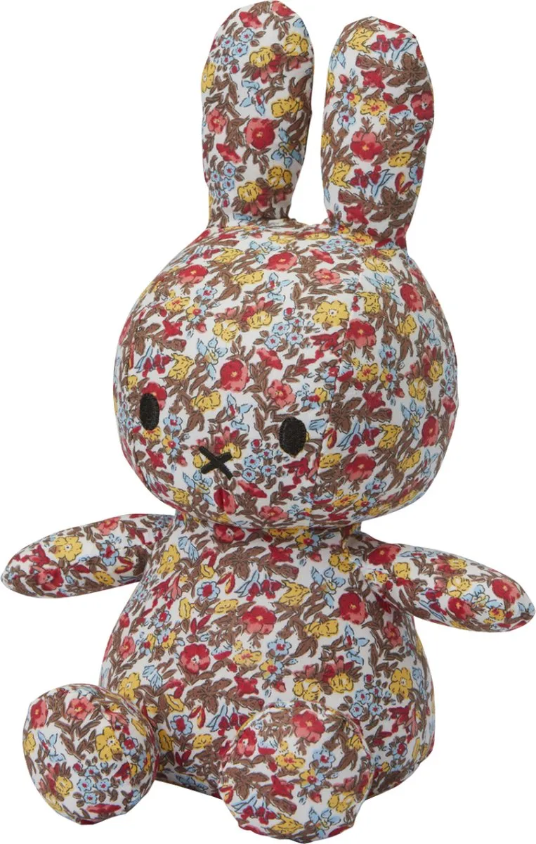 Nijntje Zittend Ditsy Bloemen Pop - 23 cm - Rood