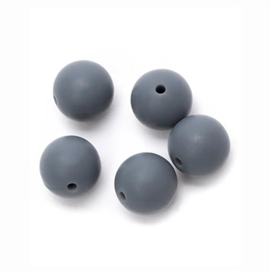 Durable Siliconen Kralen 15mm - 5 Stuks Grijs