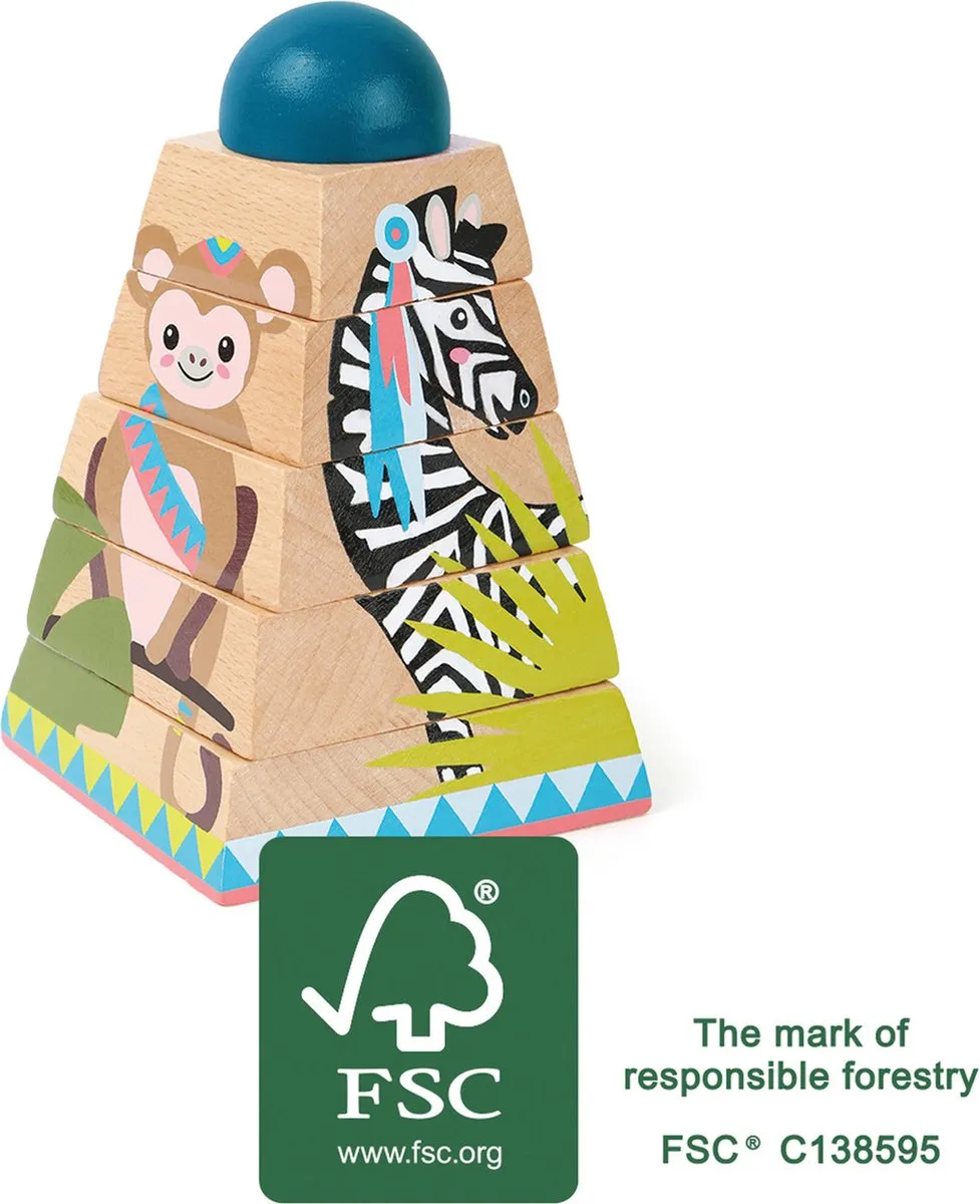 Small Foot Houten Stapeltoren Jungle 6-delig - Multicolor