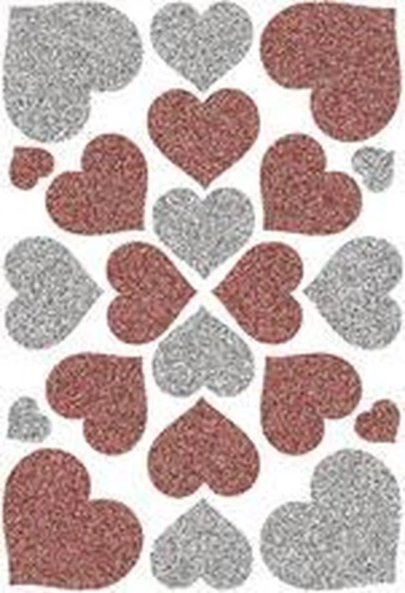 Herma Magic Harten Stickers - 22 Stuks - Rood & Zilver Glitter - afbeelding 4 van 4