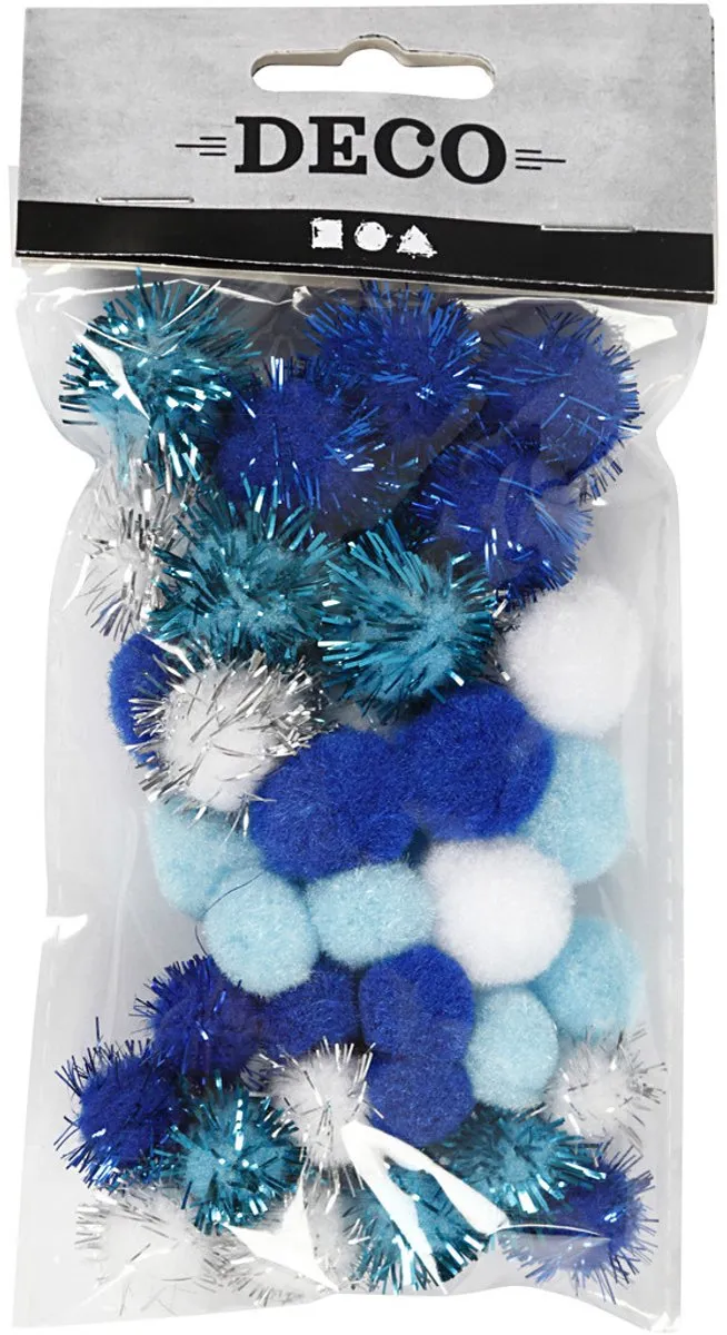 Creativ Company Pompons Blauwe Harmonie 15-20mm - 45 Stuks