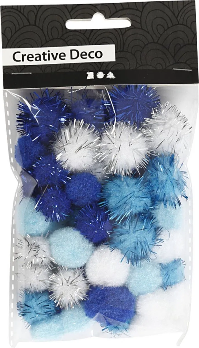 Creativ Company Pompons Blauwe Harmonie 15-20mm - 45 Stuks