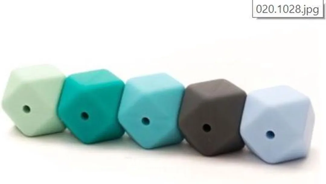 Durable Siliconen Hexagon Beads 17mm - Blauw