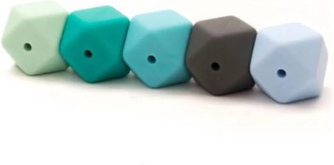 Durable Siliconen Hexagon Beads 17mm - Blauw