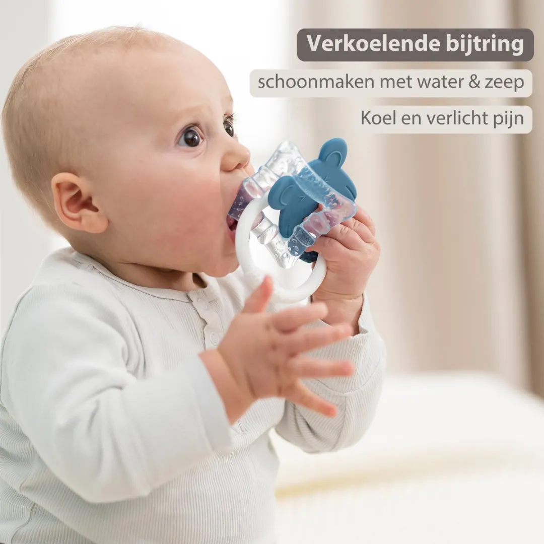Nattou Silicone Koelbijtring - Blauw