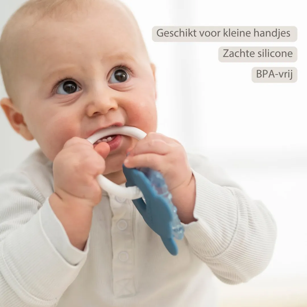 Nattou Silicone Koelbijtring - Blauw