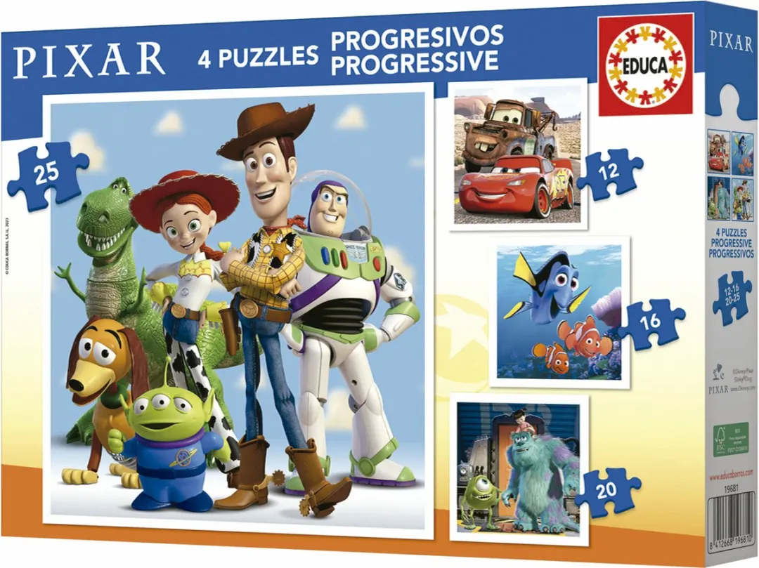Disney Pixar Progressief Puzzel Educa 12-16-20-25 Stuks Multicolor