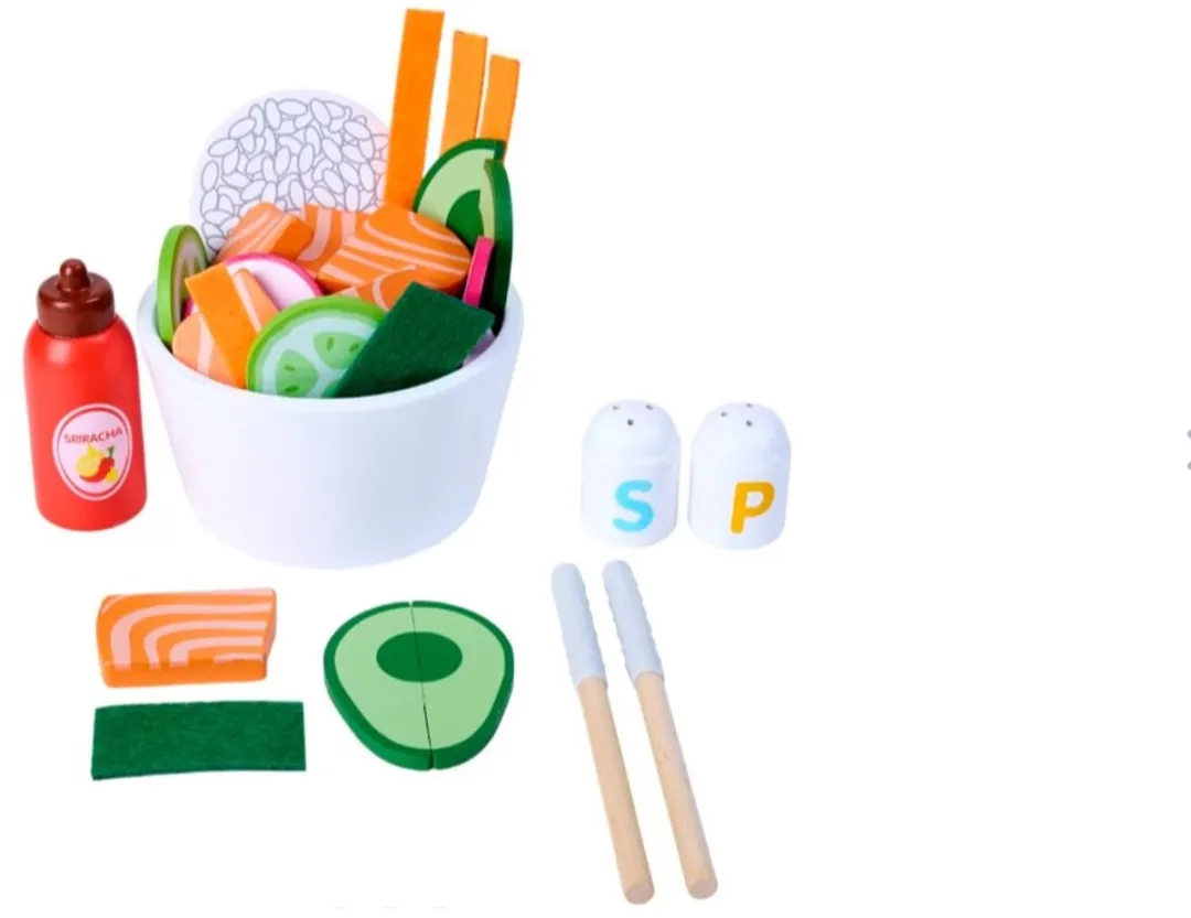 Playing Kids Houten Pokébowl Set - 27-delig Multicolor