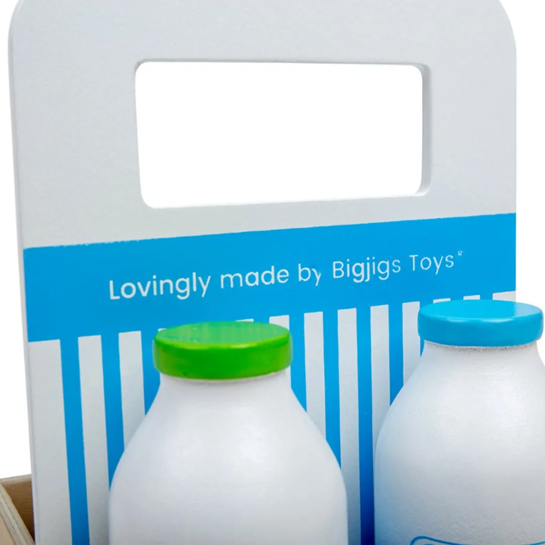 BIGJIGS Houten Melkflessen - Zuivel - 1 Stuks - Meerdere kleuren