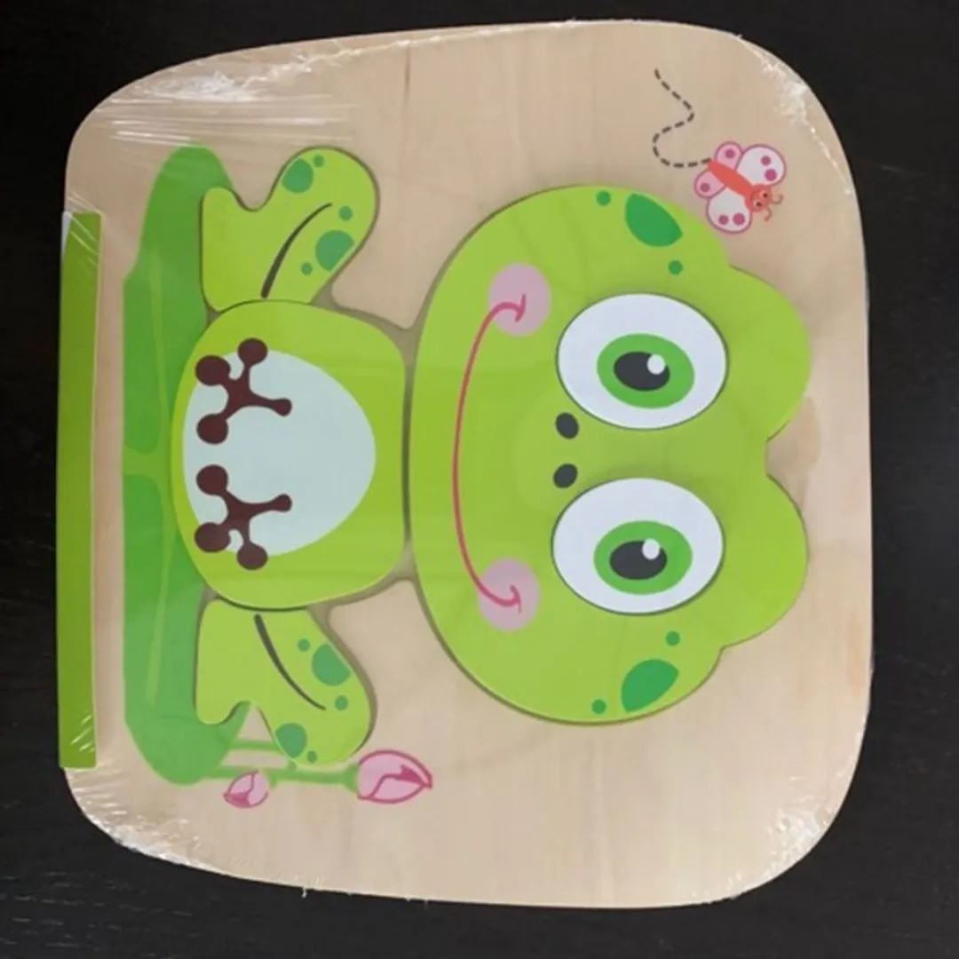 Simply for Kids Houten Vormenpuzzel Kikker SG38984 - 6 Stuks - Groen