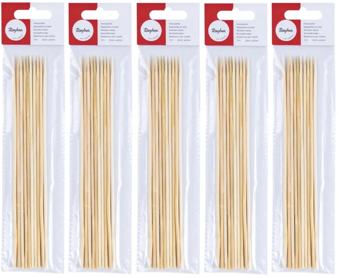 Rayher Naturél Knutselhoutjes 50 Stuks - 20cm x 3mm