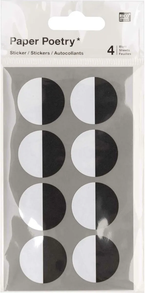 Rico Design Hobby Stickers D25mm - 32 Stuks - Zwart/Wit