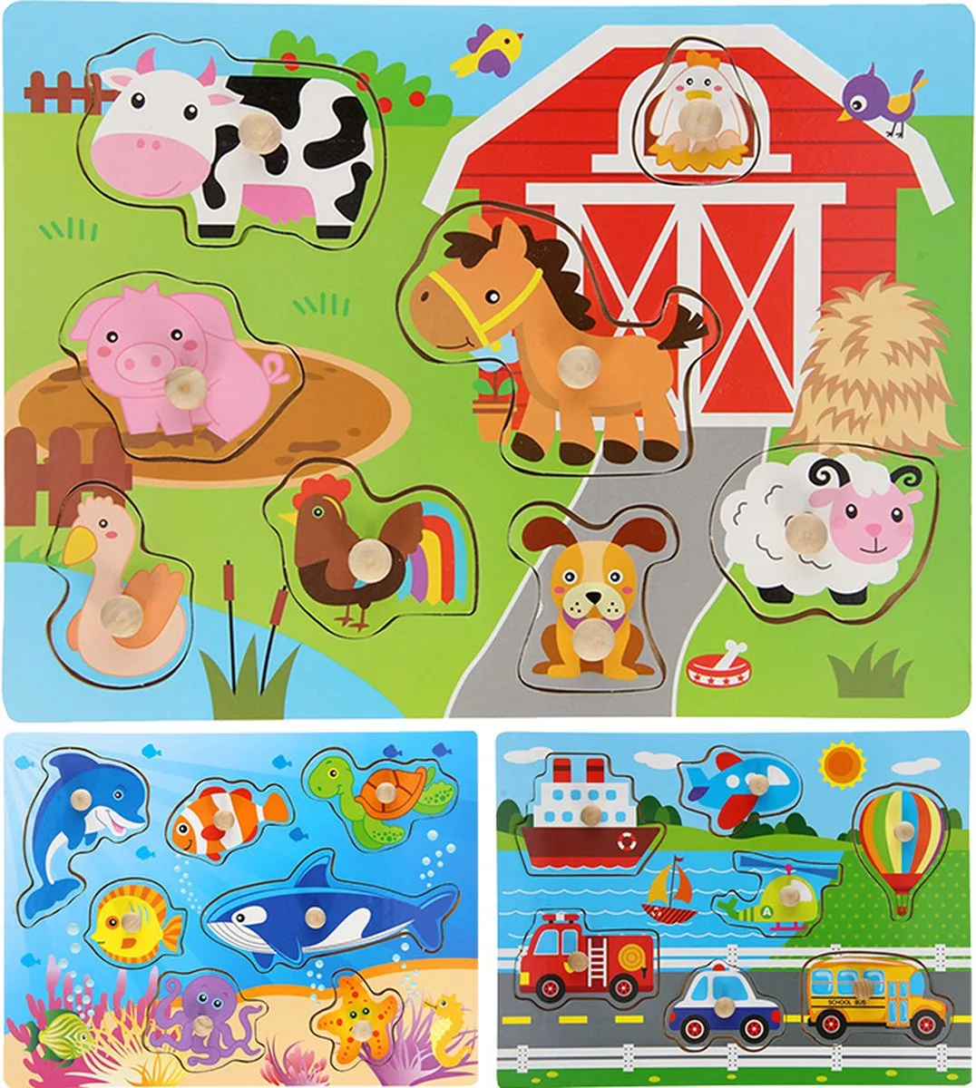 John Toys Knopjespuzzel JT22257 - 6 Stuks - 30x22cm