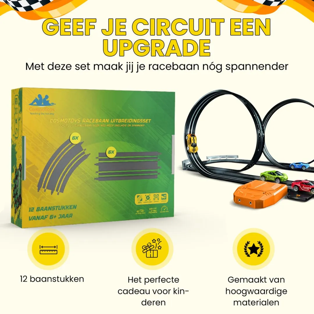 CosmoToys Elektrische Racebaan Uitbreidingsset 12 Stuks
