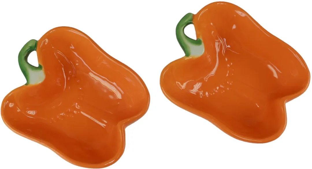Kaemingk Keramiek Schaaltjes Oranje Peper 16x13x4,5cm - 2 Stuks