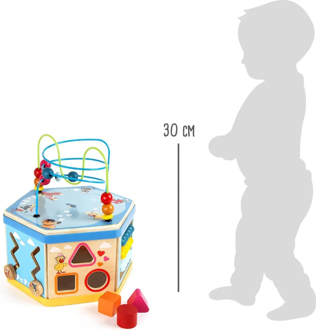 Small Foot Motoriek Trainer Kubus - Blauw/Geel/Rood