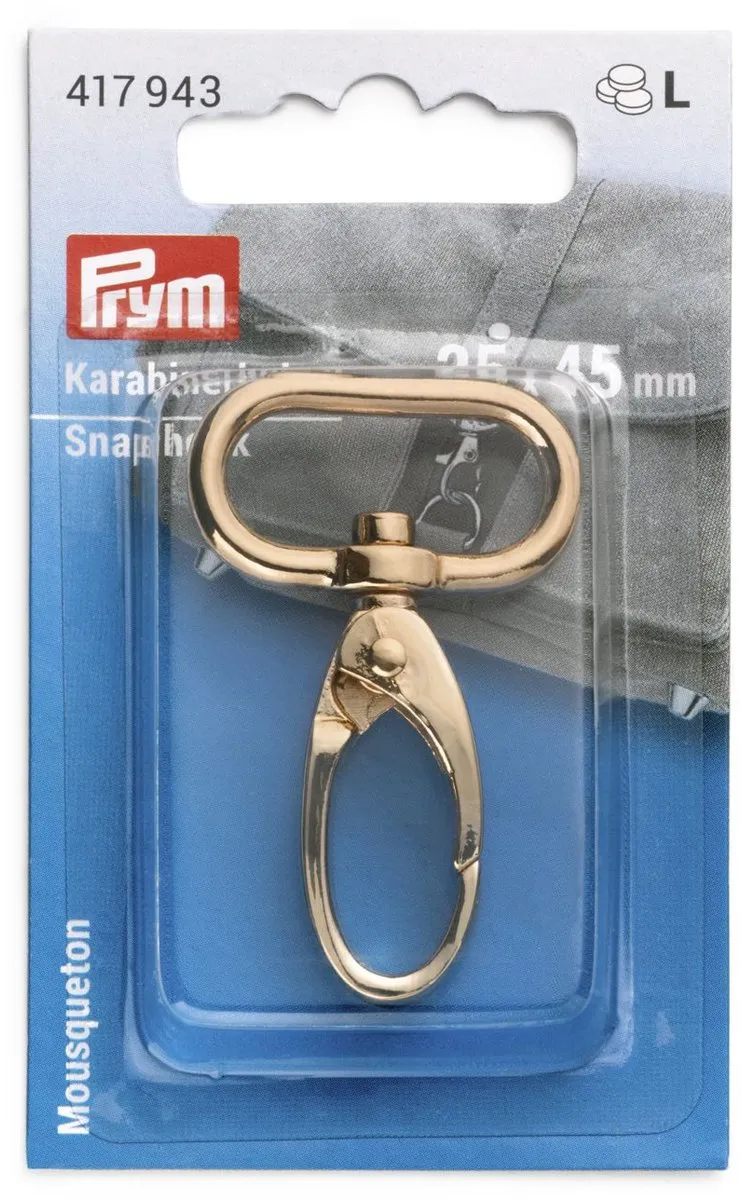 Prym Karabijnhaak 25x45mm - Nieuw Goud