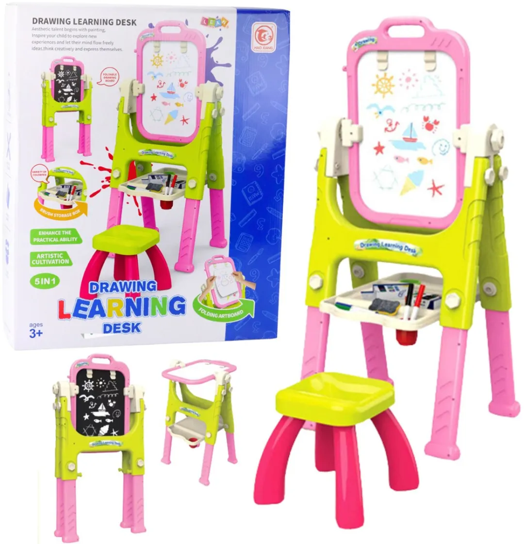 Lean Toys Leerbord 5-in-1 met Stoel Roze