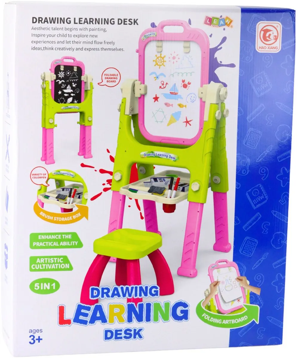 Lean Toys Leerbord 5-in-1 met Stoel Roze