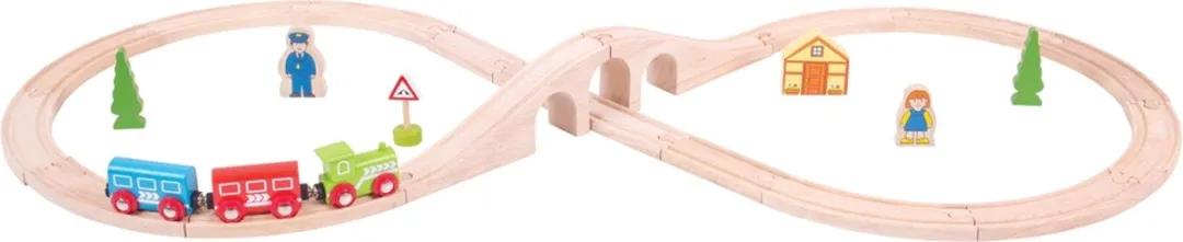 BIGJIGS Houten Treinbaan 8-Vormig 40-delig