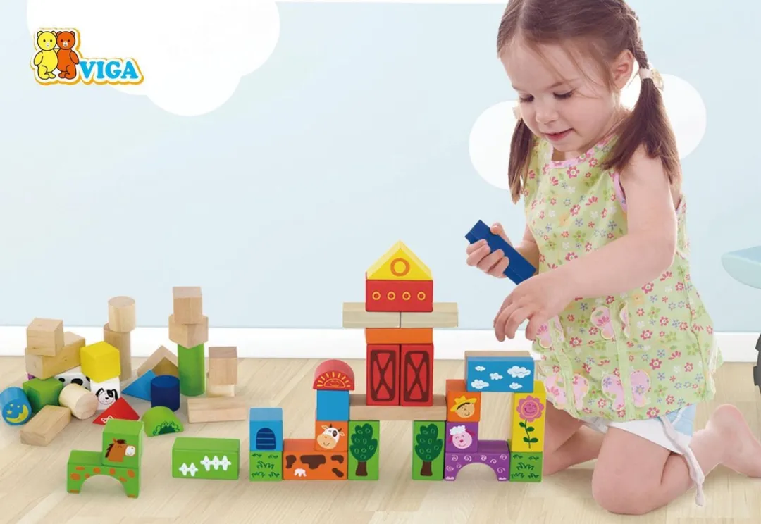 Viga Toys Blokkenton Boerderij 50 Stuks - Multicolor
