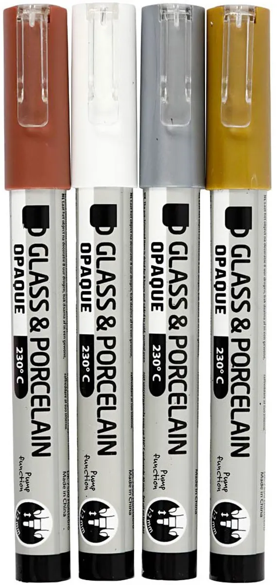 Creativ Company Metallic Glas- en Porseleinstiften - 4 Stuks