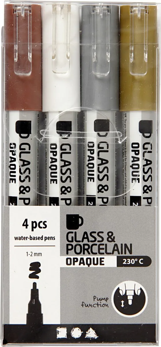 Creativ Company Metallic Glas- en Porseleinstiften - 4 Stuks
