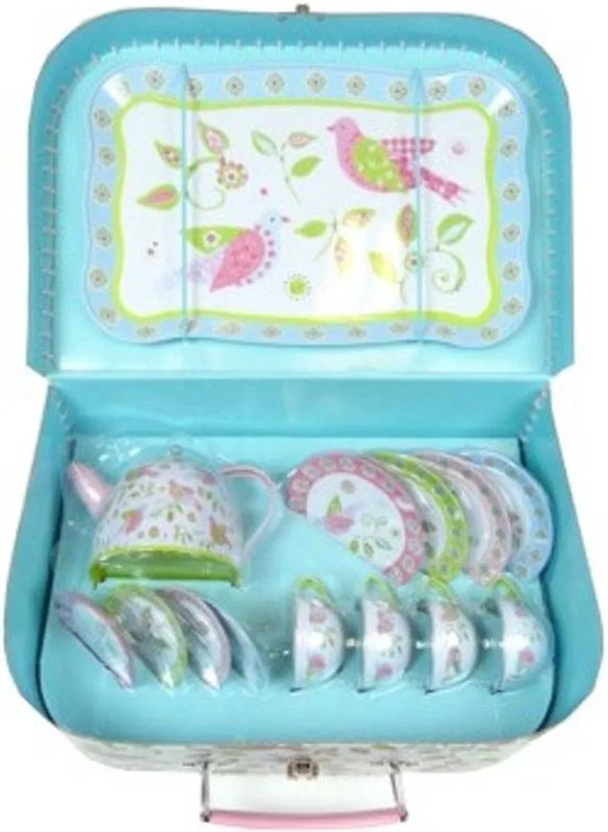 Simply for Kids Tinnen Theeset Lente Vogels - 15-delig