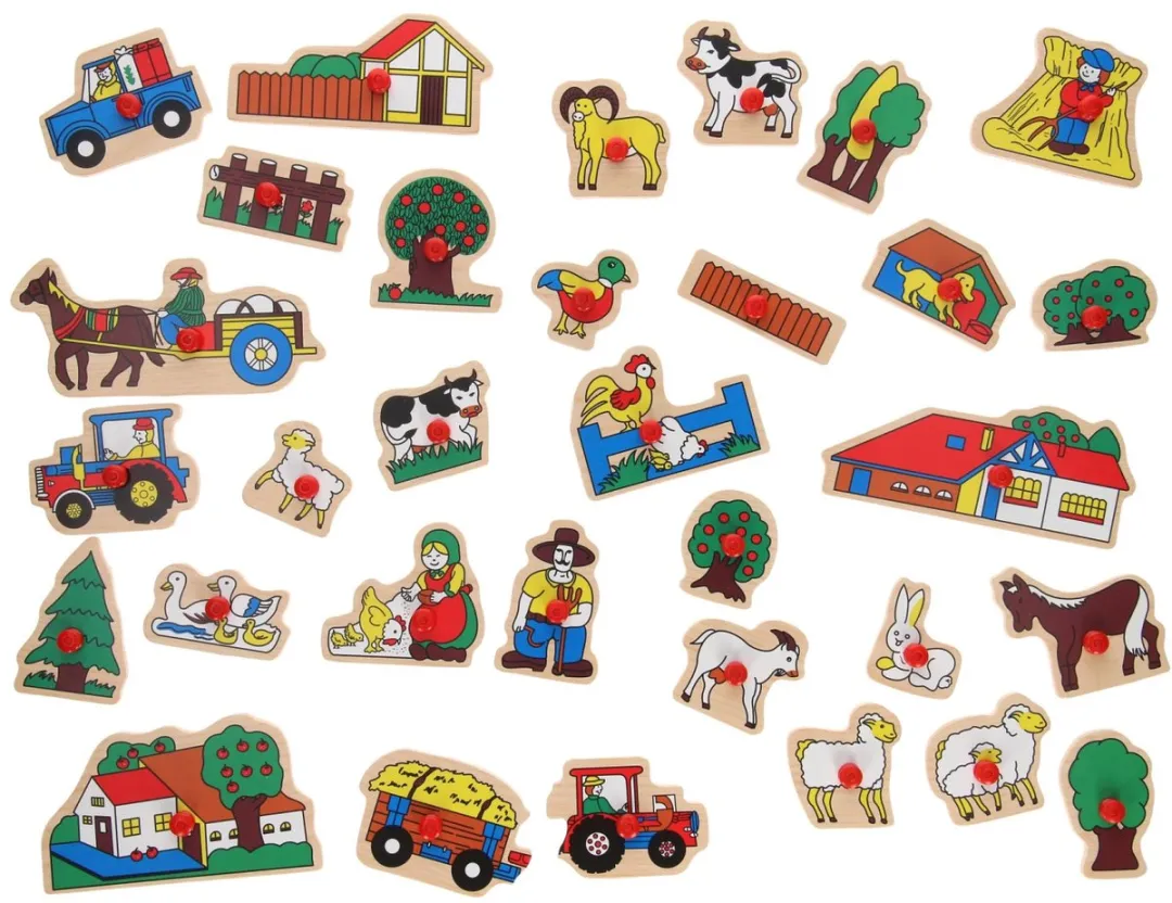 John Toys Knopjes Puzzel Boerderij 27 Stuks - Multi