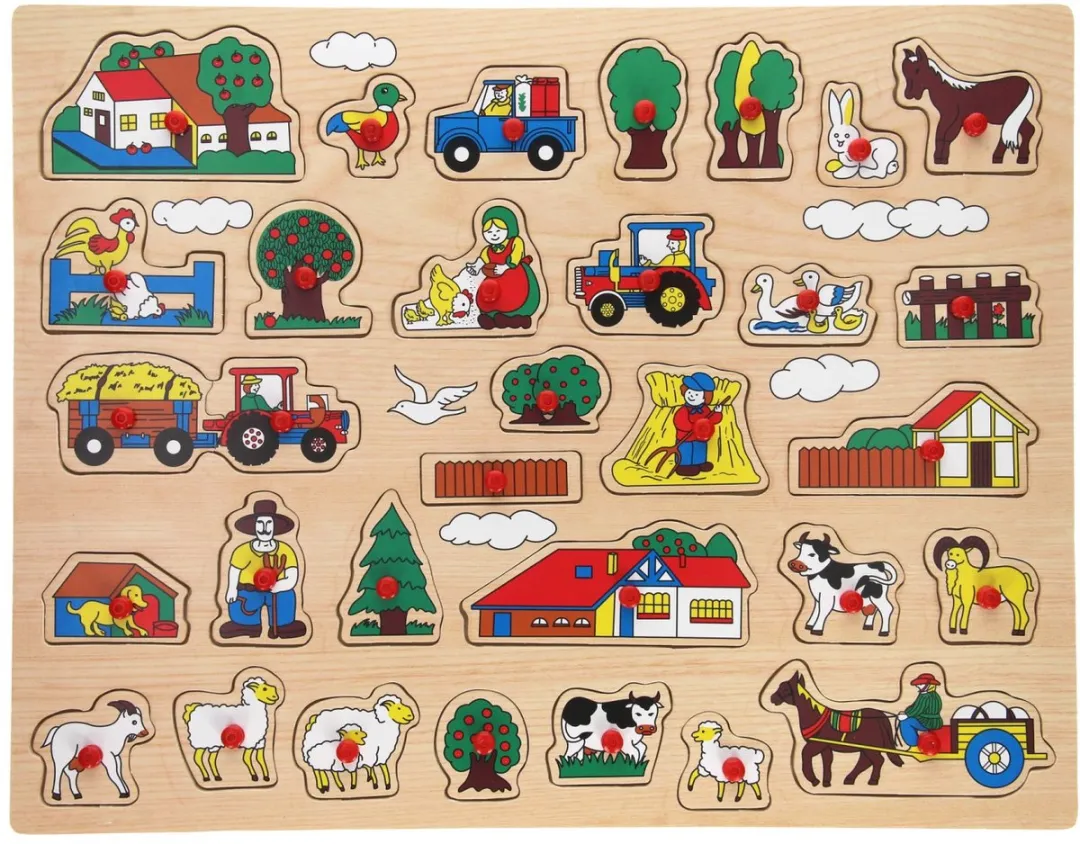 John Toys Knopjes Puzzel Boerderij 27 Stuks