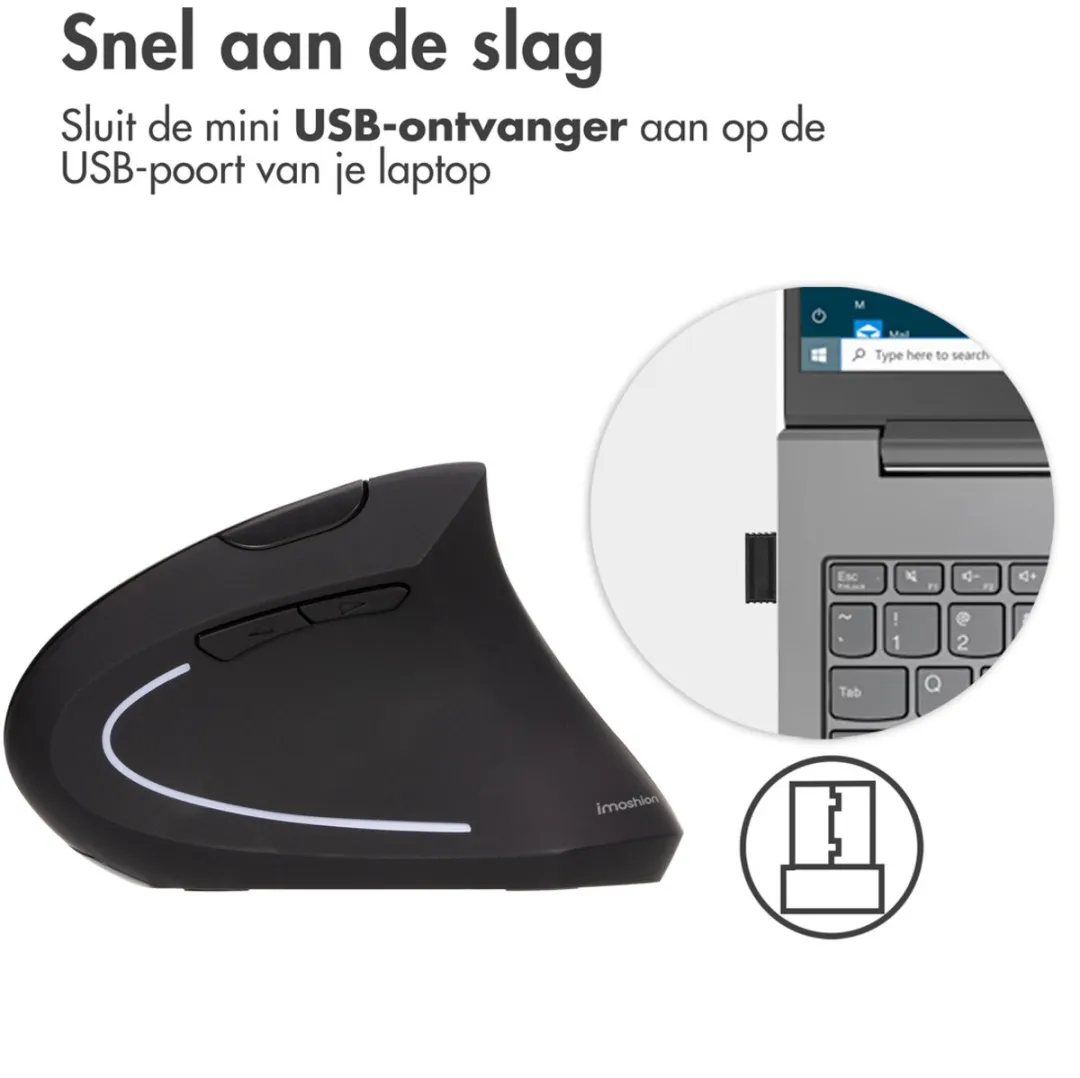 Imoshion SH00075759 Draadloze Verticale Muis - Zwart