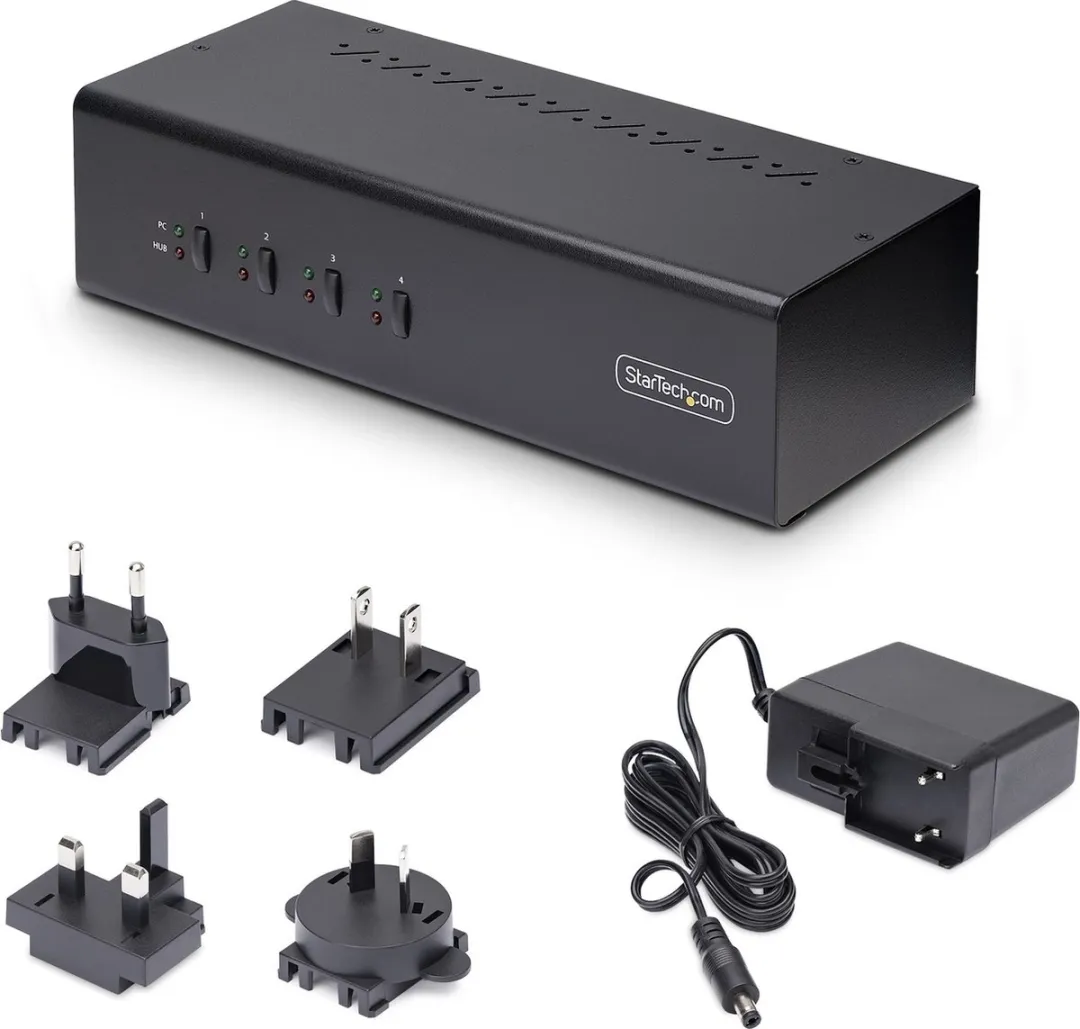 Startech P4DD46A2-KVM-Switch 4K 60Hz - 4 Poorten Dual Monitor - USB Hub 5Gbps
