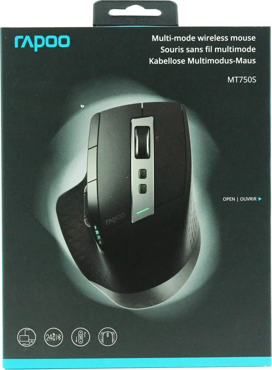 Rapoo MT750S Draadloze Muis - Bluetooth & 2.4GHz - Zwart