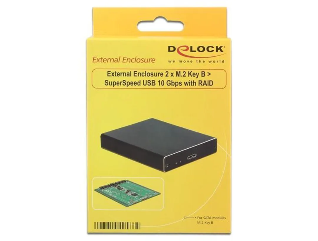 Delock DLCK-42588 Externe Behuizing 2x M.2 SSD - USB 3.1 - Zwart