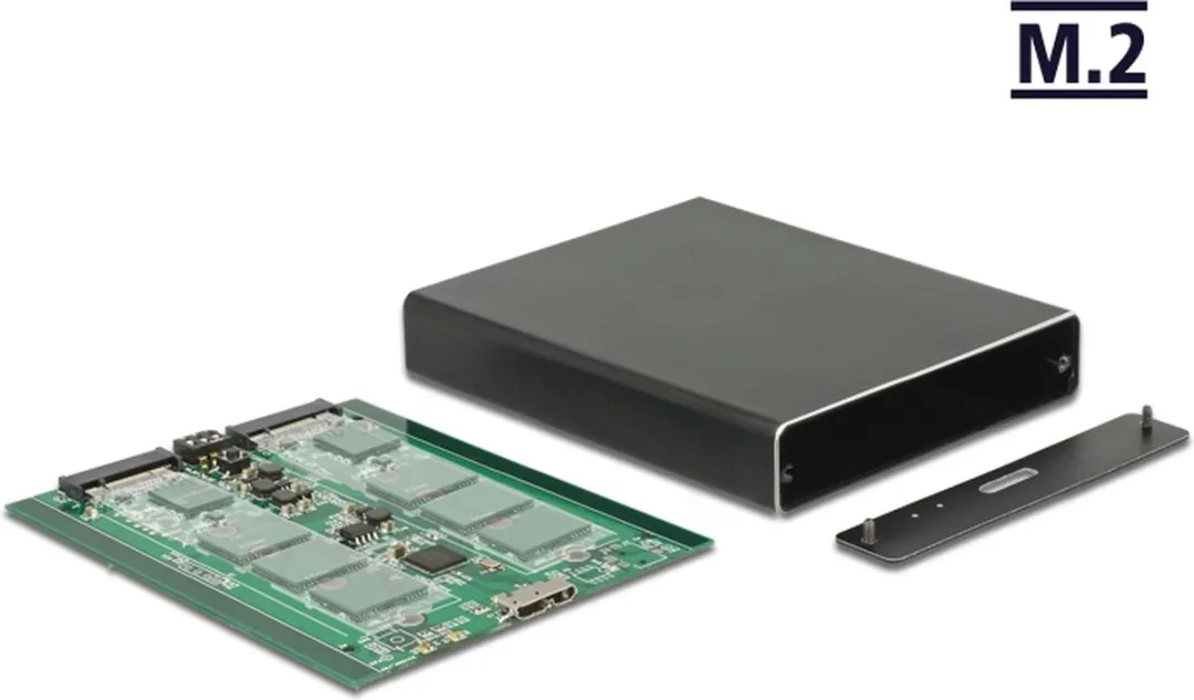 Delock DLCK-42588 Externe Behuizing 2x M.2 SSD - USB 3.1 - Zwart