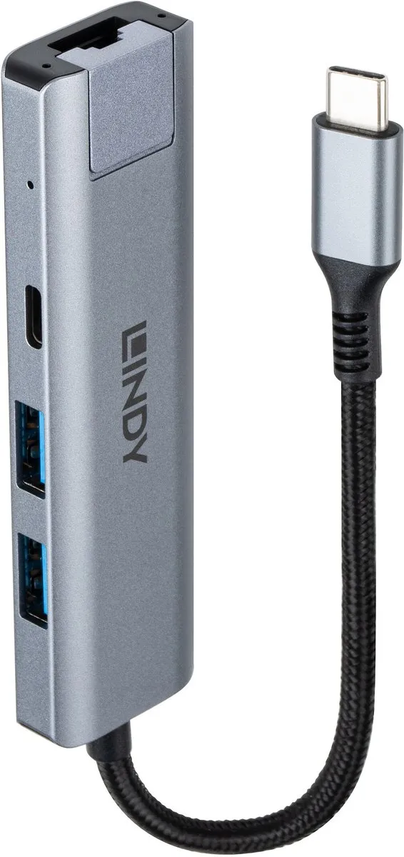 Lindy 43422 USB 3.2 Gen 2 Type-C Interface Hub - 4 Poorten - Grijs