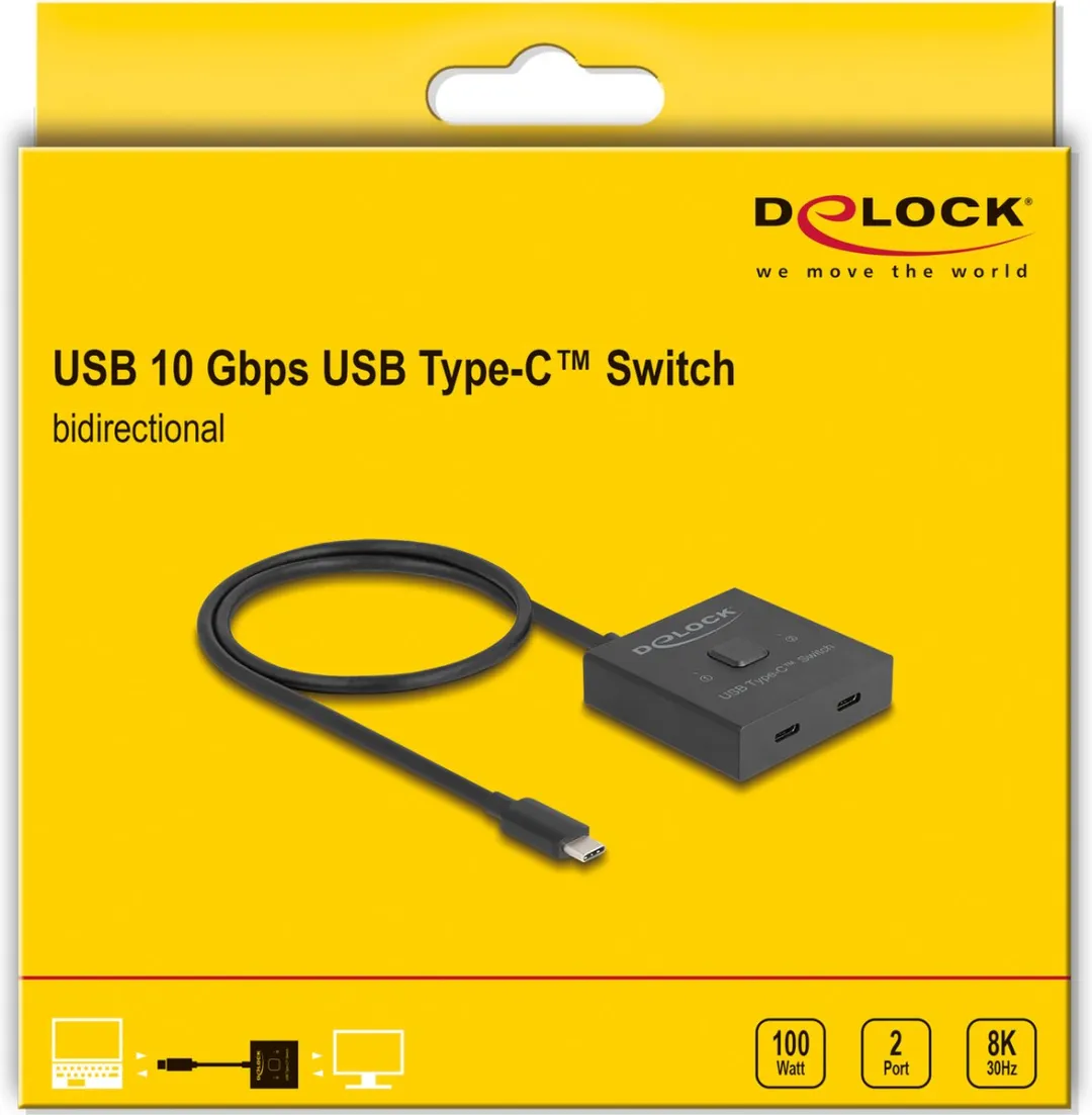 Delock 18911 USB 3.2 Gen 2 Type-C Hub - 2 Poorten - Zwart