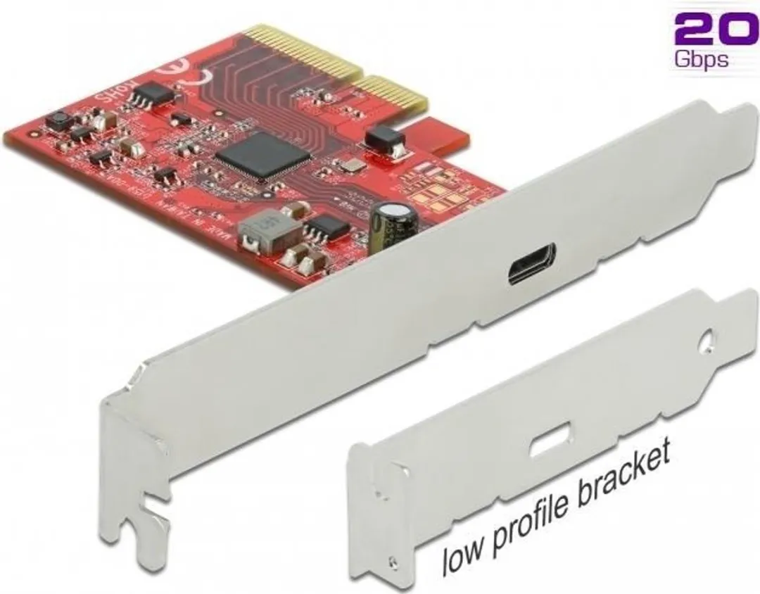 Delock PCIe x4 Kaart USB 3.2 Gen 2x2 20Gbps Type-C - Zwart