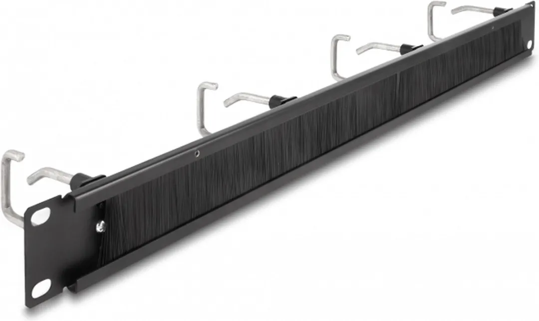 Delock 66920 Kabelmanagementborstel 19" - 4 Metal Hooks - Zwart - afbeelding 3 van 3