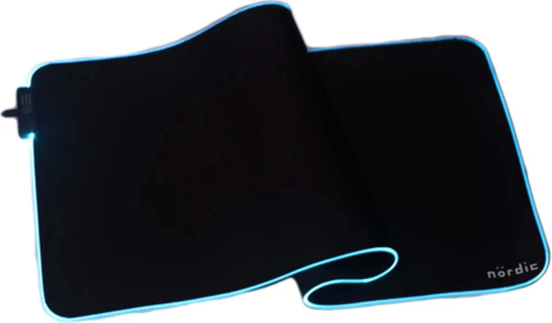 NÖRDIC Gaming muismat RGB kleuren - 90x40cm (L) - Verlichting verstelbaar - 4cm dik - Antislip-basis van natuurlijk rubber - Zwart