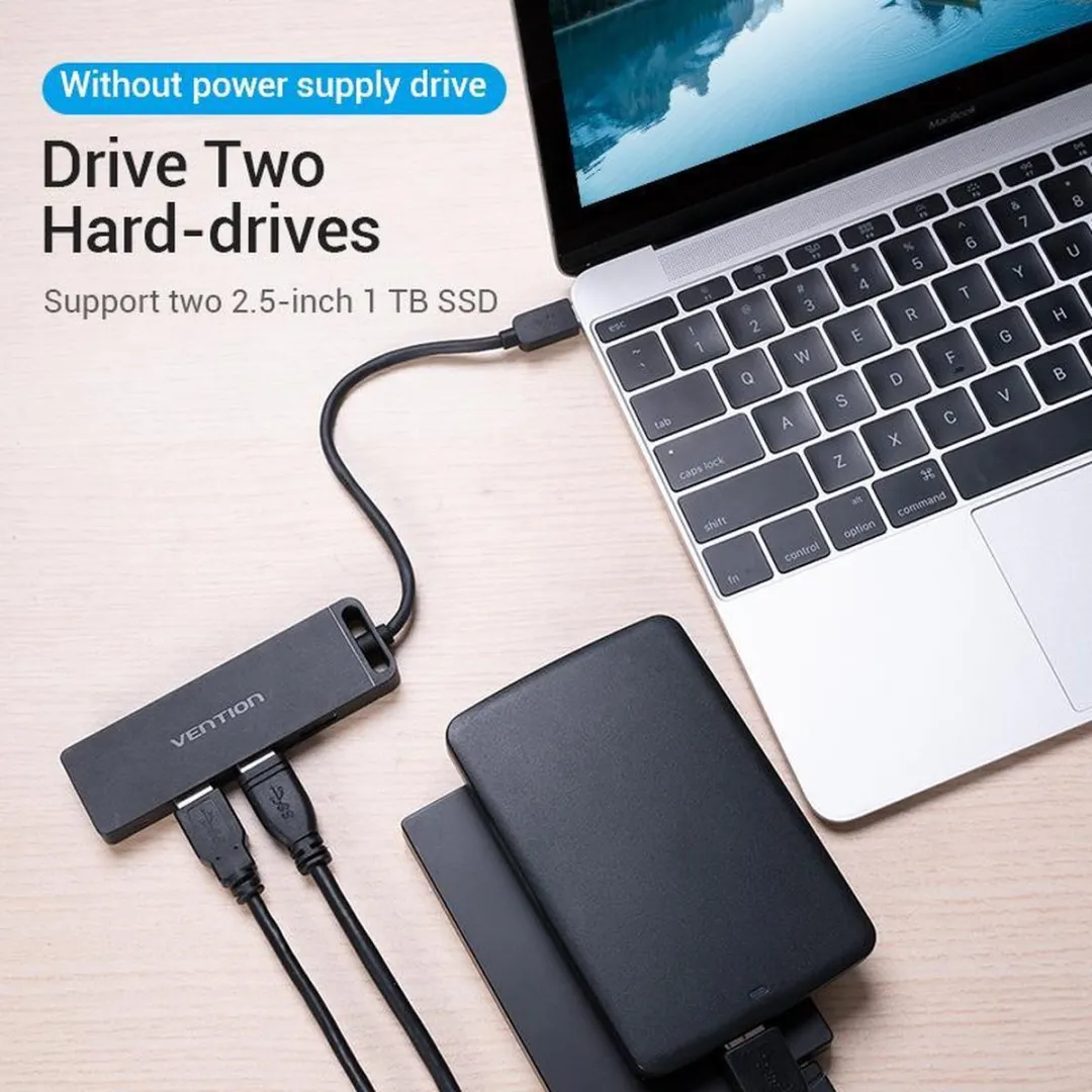 Vention USB C Hub voor 4 Poort USB 3.0 met OTG Functie