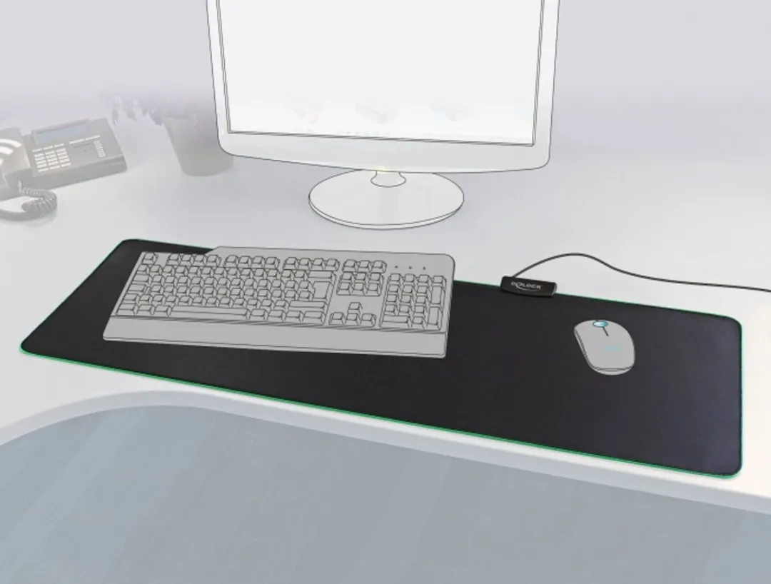 Delock Beleuchtetes Mousepad 12555 - Zwart
